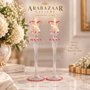 Set of 2 Hand Blown Glass Candle Holders, Tall Glass Candlesticks, Handmade Egyptian Glass Candle Holders, Elegant Wedding Table Decor