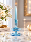 Hand Blown Glass Candle Holder, Taper Candlestick Holder, Handmade Glass Home Decor, Elegant Table Centerpiece, Wedding Candle Decor