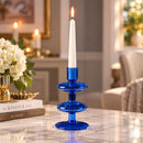 Hand Blown Glass Candle Holder, Taper Candlestick Holder, Handmade Glass Home Decor, Elegant Table Centerpiece, Wedding Candle Decor
