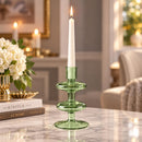 Hand Blown Glass Candle Holder, Taper Candlestick Holder, Handmade Glass Home Decor, Elegant Table Centerpiece, Wedding Candle Decor
