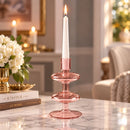 Hand Blown Glass Candle Holder, Taper Candlestick Holder, Handmade Glass Home Decor, Elegant Table Centerpiece, Wedding Candle Decor