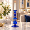 Hand Blown Glass Candle Holder, Egyptian Handmade Taper Candlestick, Elegant Glass Candle Stand, Wedding Table Decor, Unique Home Gift