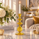 Hand Blown Glass Candle Holder, Egyptian Handmade Taper Candlestick, Elegant Glass Candle Stand, Wedding Table Decor, Unique Home Gift