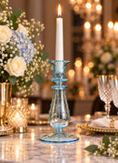 Hand Blown Glass Candlestick Holder, Handmade Taper Candle Holder, Egyptian Glass Candle Stand, Wedding Table Decor, Elegant Home Decor
