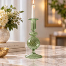 Hand Blown Glass Candle Holder, Egyptian Glass Candlestick, Taper Candle Holder, Swirl Glass Home Decor, Wedding Table Centerpiece