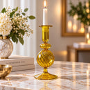 Hand Blown Glass Candle Holder, Egyptian Glass Candlestick, Taper Candle Holder, Swirl Glass Home Decor, Wedding Table Centerpiece