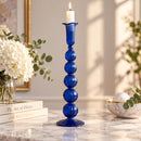 Hand Blown Glass Candle Holder, Ribbed Taper Candlestick, Elegant Table Centerpiece, Handmade Glass Home Decor, Wedding Dining Decor