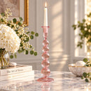 Hand Blown Glass Candle Holder, Ribbed Taper Candlestick, Elegant Table Centerpiece, Handmade Glass Home Decor, Wedding Dining Decor