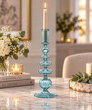 Handmade Glass Candlestick Holder, Elegant Taper Candle Holder, Decorative Glass Candle Stand, Wedding Table Decor, Home Decor Gift