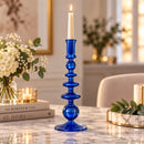 Handmade Glass Candlestick Holder, Elegant Taper Candle Holder, Decorative Glass Candle Stand, Wedding Table Decor, Home Decor Gift