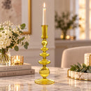 Handmade Glass Candlestick Holder, Elegant Taper Candle Holder, Decorative Glass Candle Stand, Wedding Table Decor, Home Decor Gift