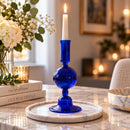 Hand Blown Glass Candle Holder, Handmade Taper Candlestick, Elegant Glass Candle Stand, Wedding Table Decor, Unique Home Decor Gift