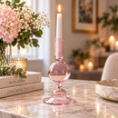 Hand Blown Glass Candle Holder, Handmade Taper Candlestick, Elegant Glass Candle Stand, Wedding Table Decor, Unique Home Decor Gift