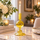 Hand Blown Glass Candle Holder, Handmade Taper Candlestick, Elegant Glass Candle Stand, Wedding Table Decor, Unique Home Decor Gift