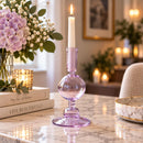 Hand Blown Glass Candle Holder, Handmade Taper Candlestick, Elegant Glass Candle Stand, Wedding Table Decor, Unique Home Decor Gift