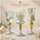 Handmade Egyptian Glass Drinkware Set of 3, Gold Accent Goblets, Artisan Glass Cups, Elegant Tableware, Wedding & Home Decor Gift