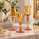 Handmade Glass Goblet Set of 3, Egyptian Hand Blown Drinkware, Decorative Wine Glasses, Luxury Tableware, Unique Wedding Gift