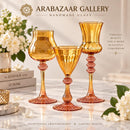Handmade Glass Goblet Set of 3, Egyptian Hand Blown Drinkware, Decorative Wine Glasses, Luxury Tableware, Unique Wedding Gift