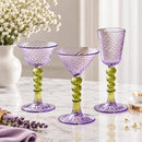 Hand Blown Glass Drinkware Set of 3, Artisan Cocktail Glasses, Decorative Goblets, Martini & Wine Glass Set, Unique Wedding Gift