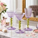 Hand Blown Glass Drinkware Set of 3, Artisan Cocktail Glasses, Decorative Goblets, Martini & Wine Glass Set, Unique Wedding Gift
