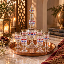 Egyptian Hand Blown Glass Decanter Set with 6 Glasses, Hand Painted Gold Drinkware Set, Luxury Barware, Wedding Gift, Housewarming Gift
