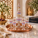Egyptian Hand Blown Glass Decanter Set with 6 Glasses, Hand Painted Gold Drinkware Set, Luxury Barware, Wedding Gift, Housewarming Gift