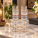 Egyptian Handmade Glasses Set of 6, Gold Trim Jeweled Drinking Glasses, Luxury Stemmed Glassware, Wedding Gift, Elegant Barware