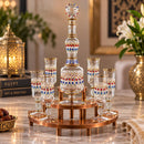 Egyptian Handmade Glasses Set of 6, Gold Trim Jeweled Drinking Glasses, Luxury Stemmed Glassware, Wedding Gift, Elegant Barware