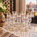 Egyptian Handmade Glasses Set of 6, Gold Trim Jeweled Drinking Glasses, Luxury Stemmed Glassware, Wedding Gift, Elegant Barware