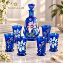 Egyptian Glass Decanter Set with 6 Cups, Handmade Red Glass Drinkware, Hand Painted Carafe Set, Serving Set, Wedding Housewarming Gift