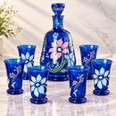 Egyptian Glass Decanter Set with 6 Cups, Handmade Red Glass Drinkware, Hand Painted Carafe Set, Serving Set, Wedding Housewarming Gift