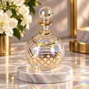 Egyptian Hand Blown Glass Perfume Bottle, Round Globe Bottle with Geometric Lattice Design, Decorative Fragrance Oil Bottle, Vanity Decor