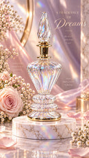 Egyptian Hand Blown Glass Perfume Bottle, Ribbed Diamond Shape, Twisted Teardrop Stopper, Artisan Fragrance Oil Bottle, Vanity Decor
