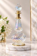 Egyptian Hand Blown Glass Perfume Bottle, Ribbed Swirl Gourd Shape, Sculptural Fragrance Oil Bottle, Artisan Vanity Decor