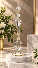 Egyptian Hand Blown Glass Perfume Bottle, Tall Slender Amphora Shape, Sculpted Oval Base, Round Stopper, Artisan Fragrance Oil Bottle