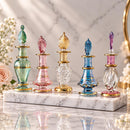 Set of 5 Egyptian Hand Blown Glass Perfume Bottles, Assorted Swirl Design Mini Bottles, 14K Gold Accent Decorative Collectible Gift