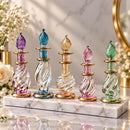 Set of 5 Egyptian Hand Blown Glass Perfume Bottles, Assorted Swirl Design Mini Bottles, 14K Gold Accent Decorative Collectible Gift