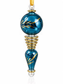 Hand Blown Glass Finial Ornament, Globe & Teardrop Drop Design, Egyptian Handmade Christmas Ornament, Artisan Glass Holiday Tree Decor