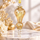 Egyptian Hand Blown Glass Christmas Ornament, Ribbed Finial Ornament, Teardrop Drop Bauble, Artisan Glass Holiday Tree Decoration