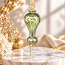 Egyptian Hand Blown Glass Christmas Ornament, Ribbed Finial Ornament, Teardrop Drop Bauble, Artisan Glass Holiday Tree Decoration