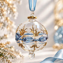 Hand Blown Glass Scrollwork Globe Ornament, Egyptian Christmas Ornament, 14K Gold Accents, Artisan Glass Holiday Decor, Unique Gift