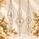 Set of 3 Hand Blown Glass Finial Ornaments, Beaded Icicle Christmas Ornaments, Egyptian Glass Tree Decor, Handmade Holiday Gift Set