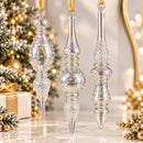 Set of 3 Hand Blown Glass Finial Ornaments, Beaded Icicle Christmas Ornaments, Egyptian Glass Tree Decor, Handmade Holiday Gift Set