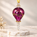Hand Blown Glass Finial Ornament, Teardrop Christmas Ornament, Egyptian Artisan Glass, 14K Gold Accents, Handmade Holiday Decor
