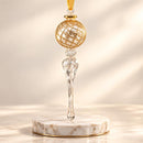 Hand Blown Glass Finial Ornament, Lattice Globe Christmas Ornament, Long Icicle Drop, Egyptian Glass Tree Decor, Handmade Holiday Gif
