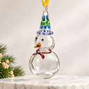 Egyptian Hand Blown Glass Snowman Ornament, Whimsical Snowman Christmas Ornament, Artisan Glass Tree Decoration, Holiday Gift