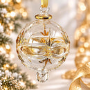 Hand Blown Glass Scrollwork Globe Ornament, Egyptian Christmas Ornament, 14K Gold Accents, Artisan Glass Holiday Decor, Unique Gift