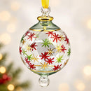 Egyptian Hand Blown Glass Christmas Ornament, Starburst Globe Bauble, Hand Painted Holiday Stars, Artisan Glass Tree Decoration