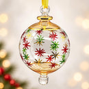 Egyptian Hand Blown Glass Christmas Ornament, Starburst Globe Bauble, Hand Painted Holiday Stars, Artisan Glass Tree Decoration
