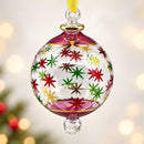 Egyptian Hand Blown Glass Christmas Ornament, Starburst Globe Bauble, Hand Painted Holiday Stars, Artisan Glass Tree Decoration